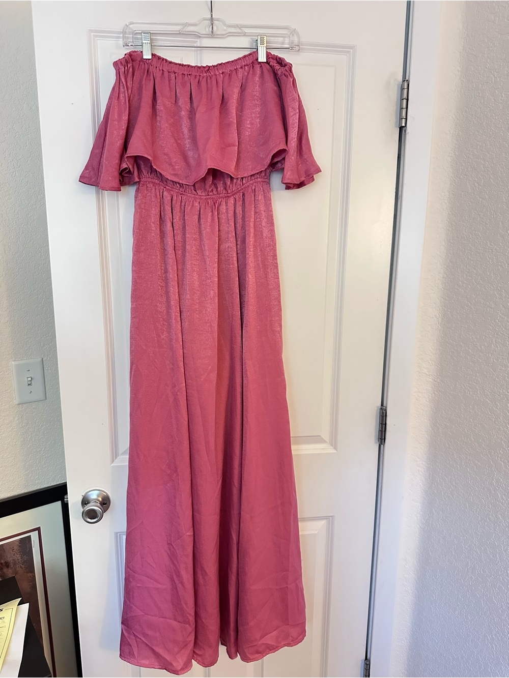 Lulu's Strapless Off-Shoulder Pink Maxi Dress